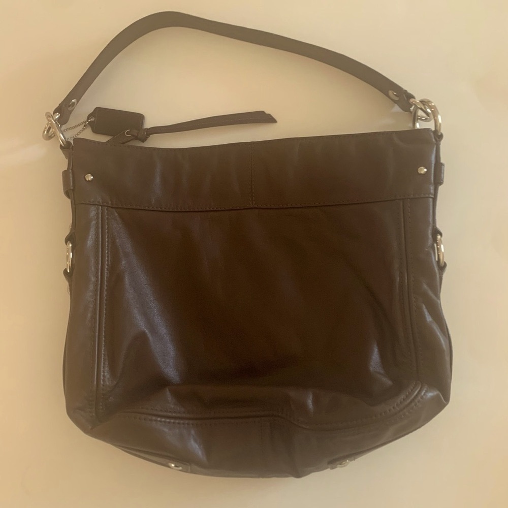 Coach Zoe Large Leather Hobo Shoulder Bag #F1032-F14706, Brown - Picture 6 of 9